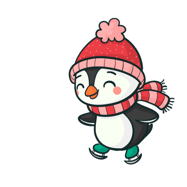 冬天溜冰滑雪运动小企鹅gif