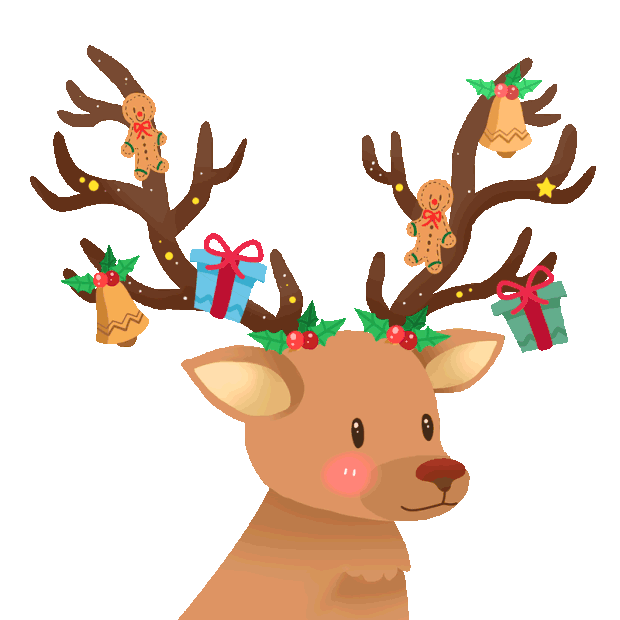 圣诞节圣诞挂着礼物麋鹿小鹿鹿角gif图素材