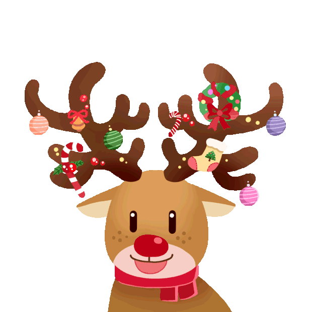 圣诞节圣诞麋鹿小鹿驯鹿鹿角挂着礼物gif图素材