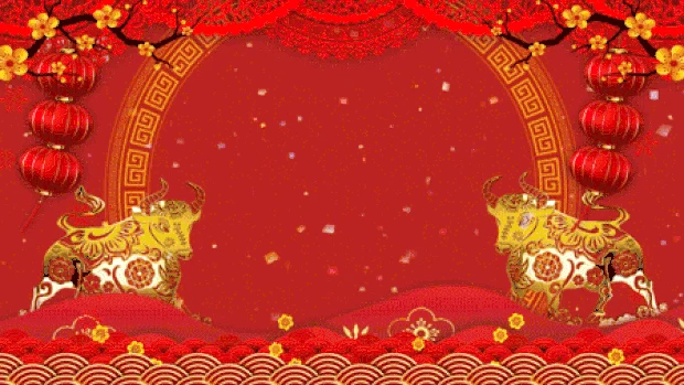 红色喜庆牛年春节新春背景视频