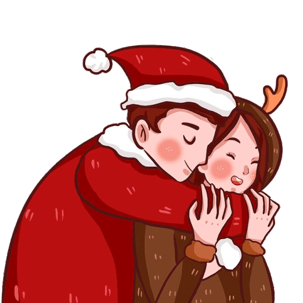 圣诞圣诞节情侣拥抱约会gif图素材