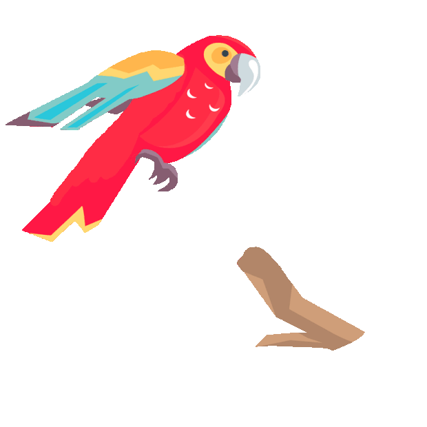 红色鹦鹉落在枝头鸟类动物树枝gif图素材