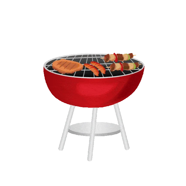 红色烧烤架BBQ串串撸串肉排火焰烤肉烤串野餐gif图素材