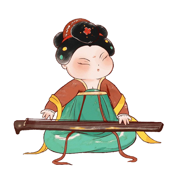 唐朝唐仕女弹琴古筝弹奏古代人物gif图素材