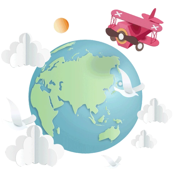 地球日立体剪纸地球世界地地球飞机旅行旅游gif动画