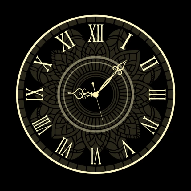 金色欧式花纹表盘时钟钟表时间罗马纹gif图素材