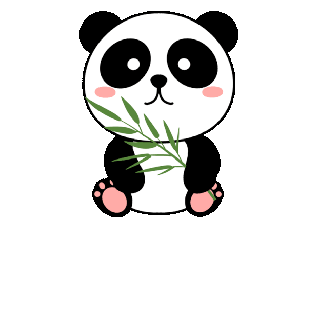 卡通国宝动物熊猫拿竹叶gif图片