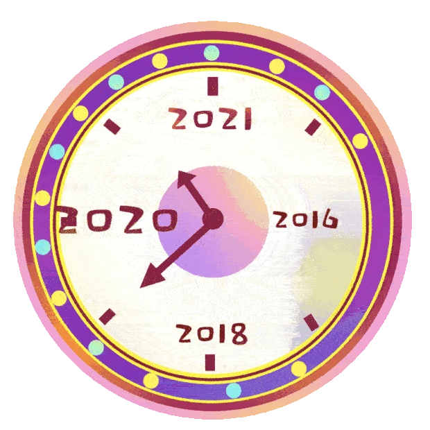 元旦跨年2021新年紫色时钟钟表gif图素材