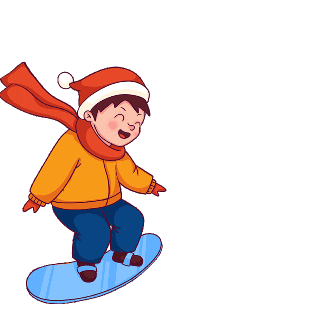 卡通冬天儿童滑雪滑板体育运动gif图片
