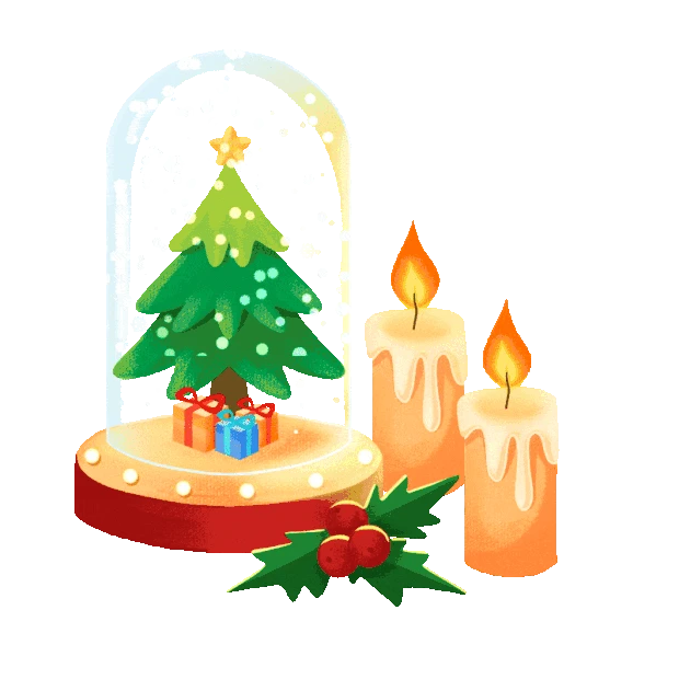平安夜圣诞节圣诞水晶球蜡烛浆果摆件gif图素材