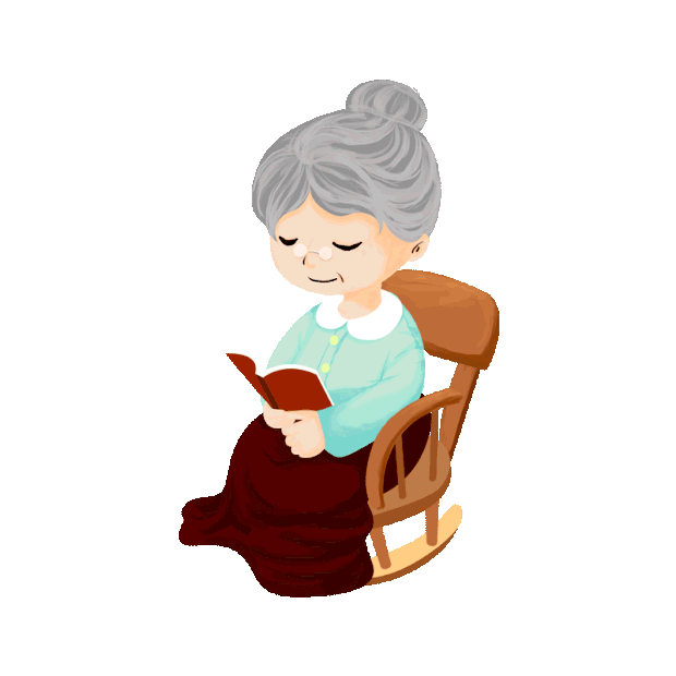 老太太坐在椅子上看书gif图素材