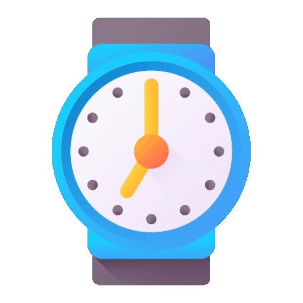 蓝色手表时间时钟分针时针转动彩色平面图标gif图素材