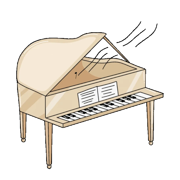 白色钢琴演奏音乐音符gif图素材
