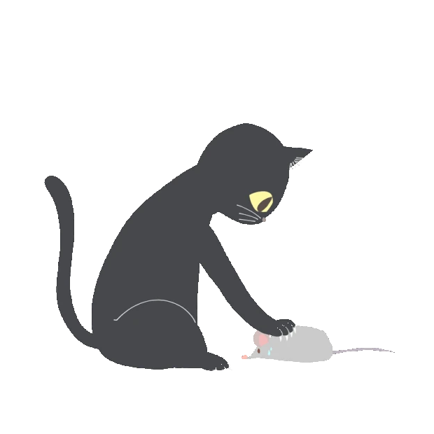 黑猫抓老鼠动物gif图素材