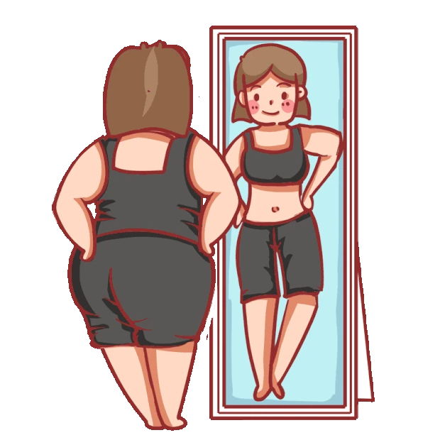 美容减肥瘦身胖女孩照镜子变身材好想象gif