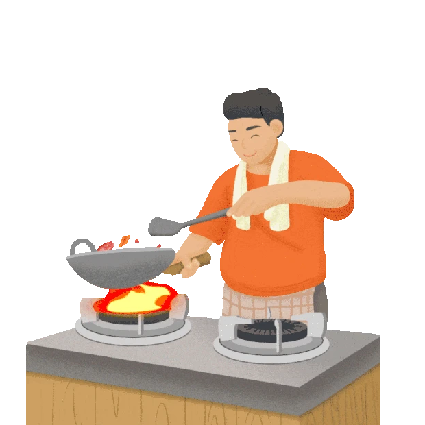 炒菜厨师做饭下厨烹饪铁锅灶台厨具gif图素材