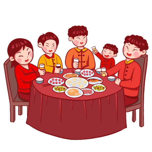 春节除夕夜吃年夜饭全家团圆gif图素材