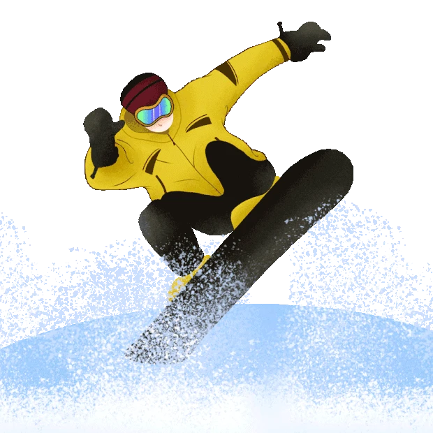 冬天冬季滑雪板滑雪运动人物gif图素材