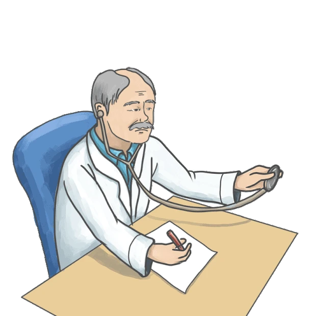 医疗医生坐诊的年迈老医生听诊器gif图片