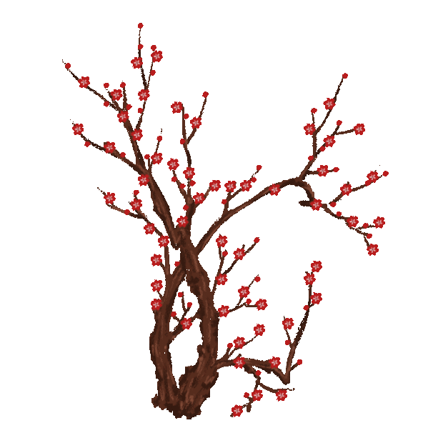 立春梅花树枝植物红色中国风水墨gif图素材