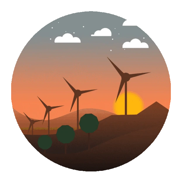 夕阳风车黄昏环保绿色能源新能源gif图素材