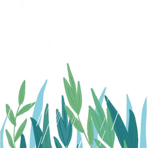 春天下雨天雨水水泡绿植植物叶子晃动手绘绿色gif图素材