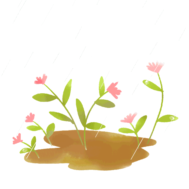 春天谷雨下雨天雨水植物花草雨滴手绘gif图素材