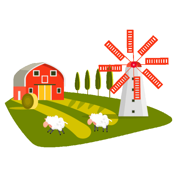 农业农场风车小羊畜牧业gif图素材