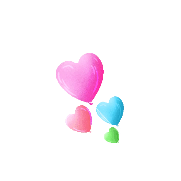 情人节心形粉色蓝色绿色气球飞舞彩色gif图素材