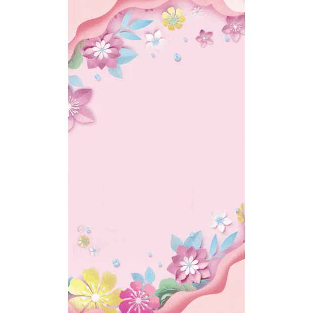 春天粉色清新温馨花朵边框竖版背景海报H5gif图素材母亲节