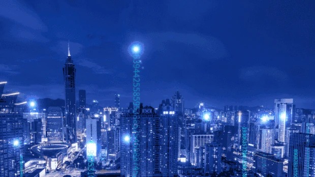 科技5G智慧城市蓝色科技大数据建筑发光背景视频背景gif图素材