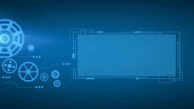 科技齿轮机械方形边框内容栏蓝色视频背景gif图素材