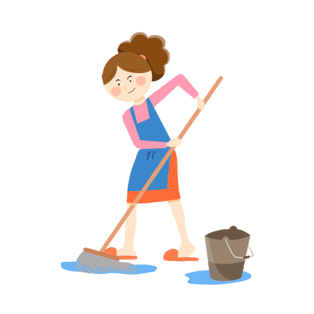 打扫拖地做家务拖地的女人卡通gif图素材