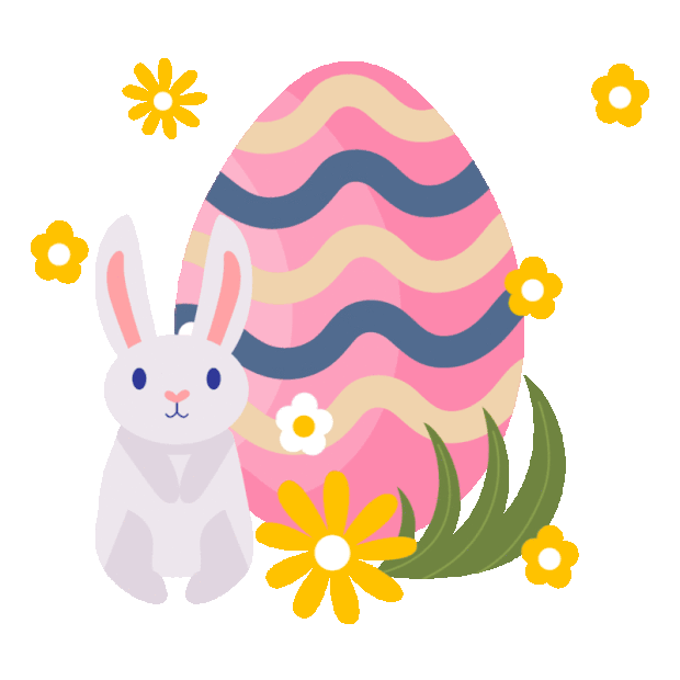 复活节兔子彩蛋花朵小黄花gif图素材