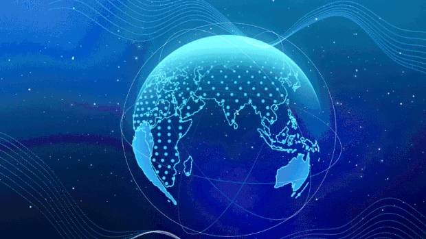 互联网商务科技高端会议地球转动蓝色视频背景gif图素材