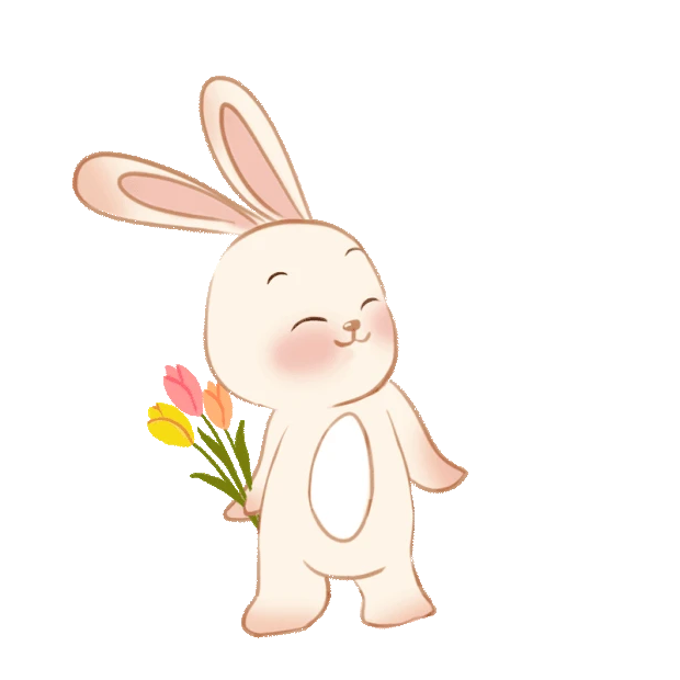 动物可爱兔子拿花朵手绘gif图素材