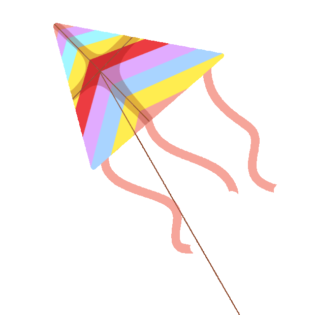 春天春游三角形风筝玩耍飘卡通彩色gif图素材