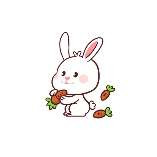 动物可爱小兔子吃萝卜贴纸白色gif图素材