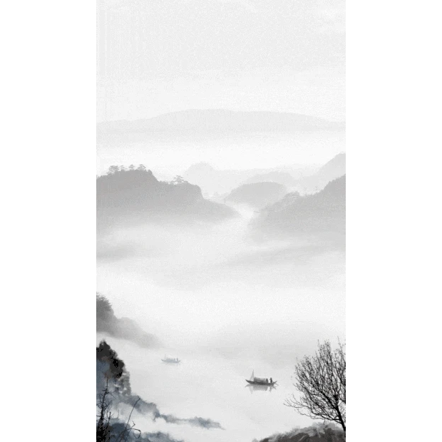 山水中国风水墨船只竖版视频背景海报gif图素材
