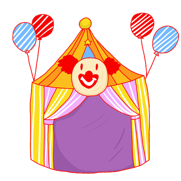 愚人节小丑气球帐篷飘动gif图素材