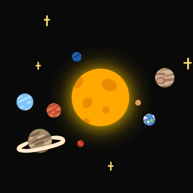 航天日宇宙太阳系星球闪烁卡通gif图素材