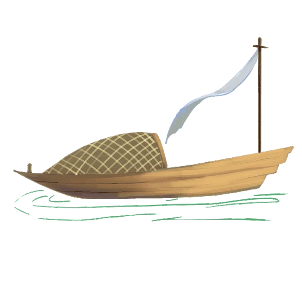 乌篷木舟水上漂浮中国风gif图素材