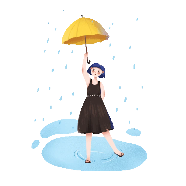 打伞女孩下雨天卡通gif图素材