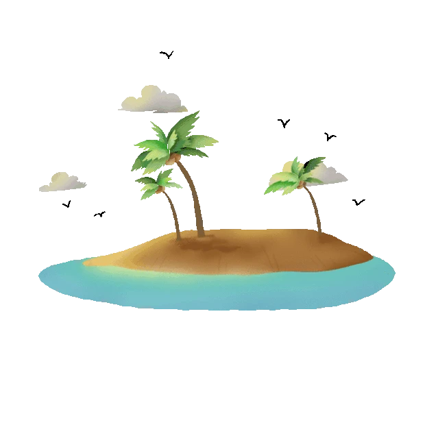 夏日沙滩海鸥大雁海洋椰树度假gif图素材