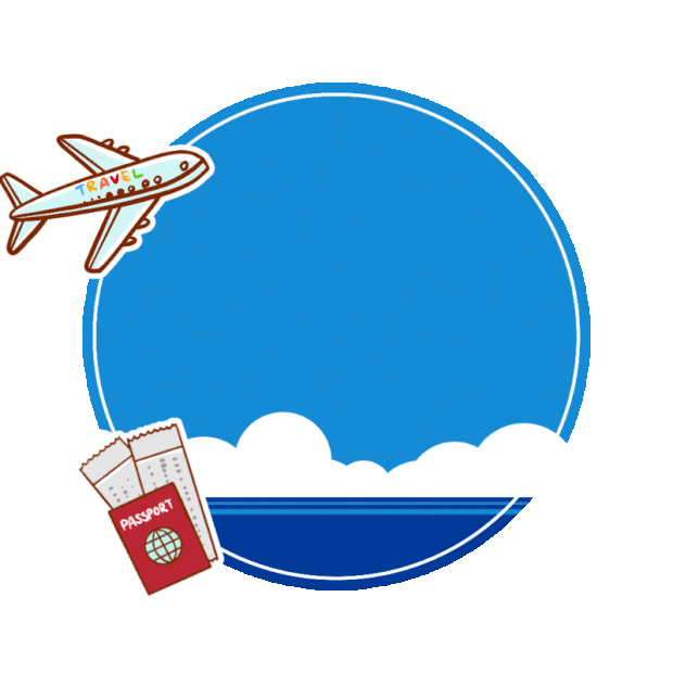 旅游假日度假出国飞机边框标题框蓝色gif图素材