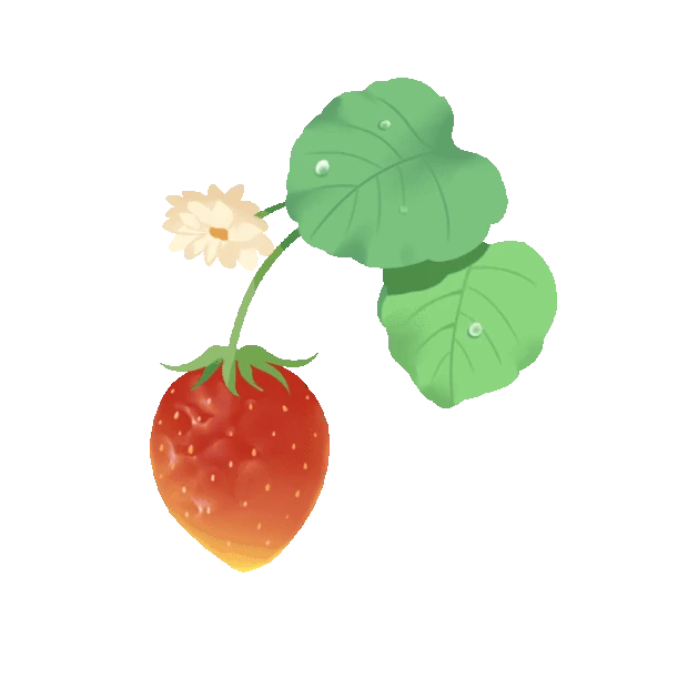 红色草莓绿叶水珠落下水果卡通gif图素材