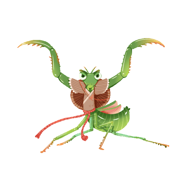 夏天立夏昆虫螳螂拟人卡通gif图素材