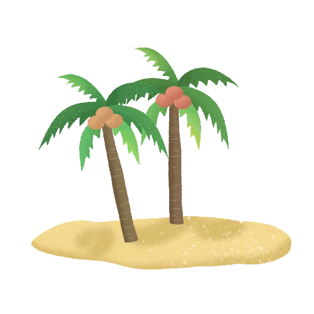 假期旅游出行热带椰子饮品椰树沙滩海浪手绘gif图素材