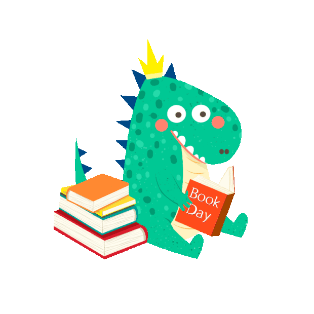 读书日阅读看书书本卡通可爱恐龙gif图素材