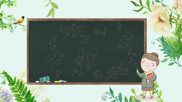 教育黑板文化墙老师清新花朵绿叶卡通视频背景gif图素材